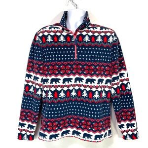 Chubbies Winter Theme Red White Blue 1/4 Zip Pullover Fleece Sweater Mens Small